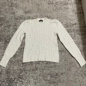 Women’s Express Pearl Puff-Sleeve Ivory Sweater